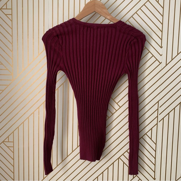 Sundance Poet Legends Sweater V Neck ribbed organic cotton Maroon burgundy XS - Picture 5 of 8